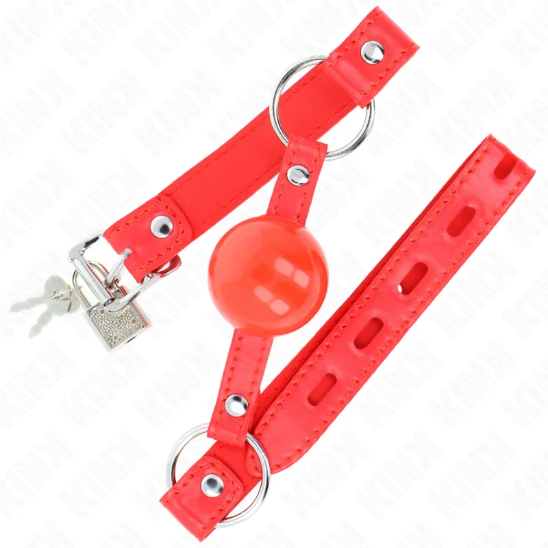 KINK - Mordaza De Bola 4 Cm Tpe Con Candado Rojo 60 X 2 Cm - Imagen 3