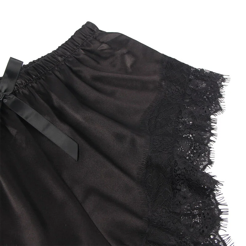 SUBBLIME - 953935 Pijama Sexy Saten Y Encaje Negro S/M - Imagen 7