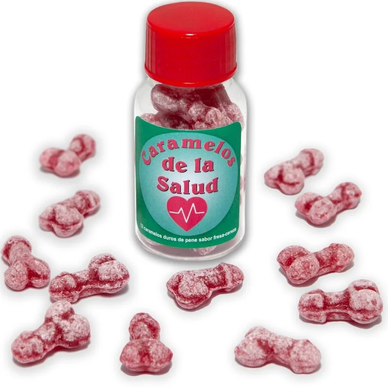 DIABLO PICANTE - 12 Caramelos De La Salud Forma Pene Fresa/Cereza