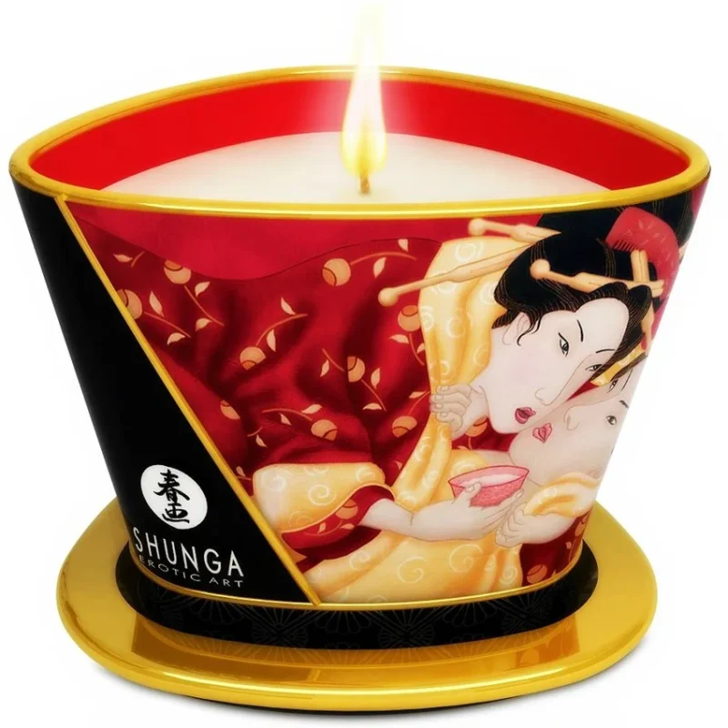 SHUNGA - Mini Caress By Candelight Vela Masaje Fresas Y Cava 170 Ml