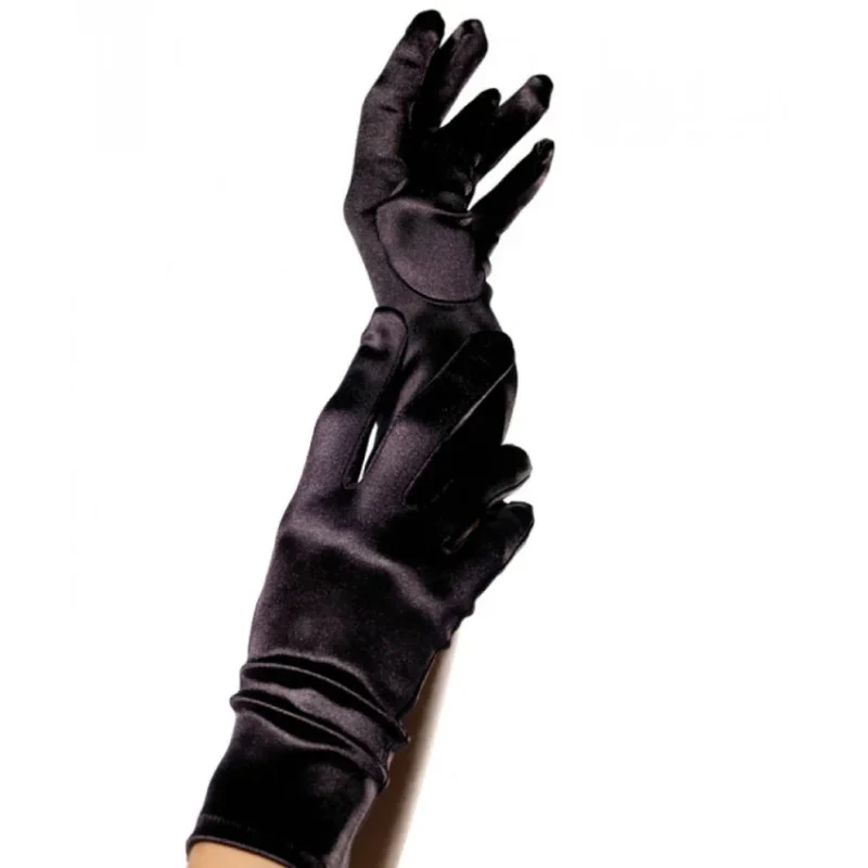 LEG AVENUE - Guantes Satin Negro