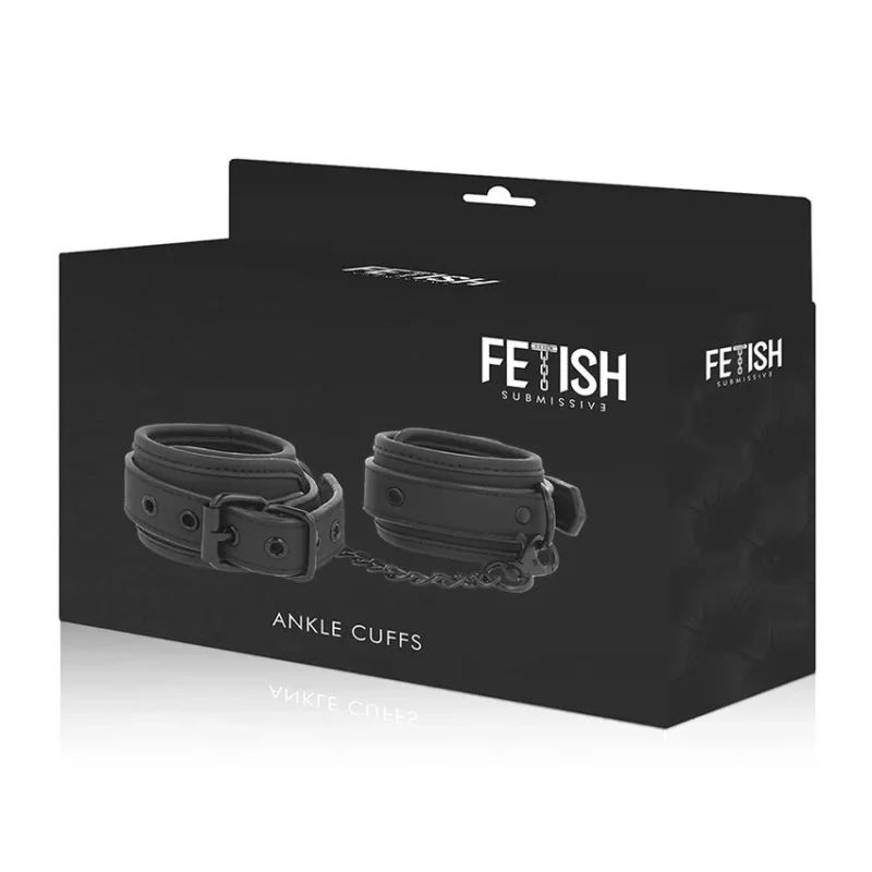 FETISH SUBMISSIVE - Esposas Tobillos Cuero Vegano Con Forro De Nopreno - Imagen 11