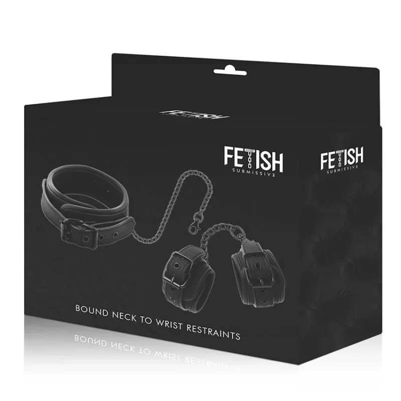 FETISH SUBMISSIVE - Collar Y Esposas Cuero Vegano Con Forro De Nopreno - Imagen 11