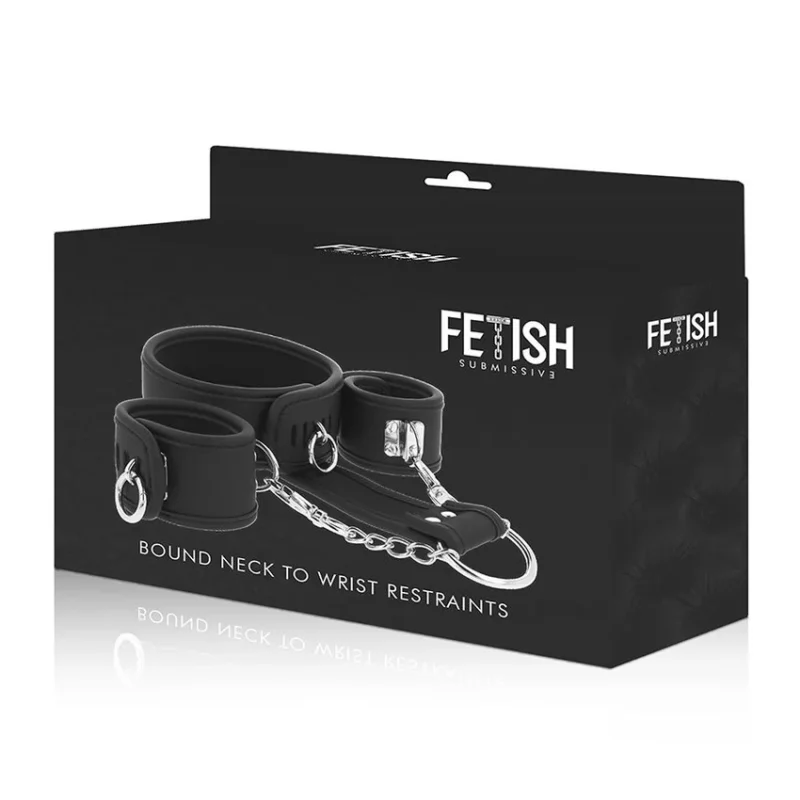 FETISH SUBMISSIVE - Collar Y Esposas Cuero Vegano Con Forro De Nopreno - Imagen 7