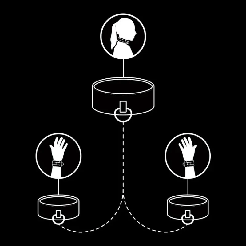 FETISH SUBMISSIVE - Collar Y Esposas Cuero Vegano Con Forro De Nopreno - Imagen 4