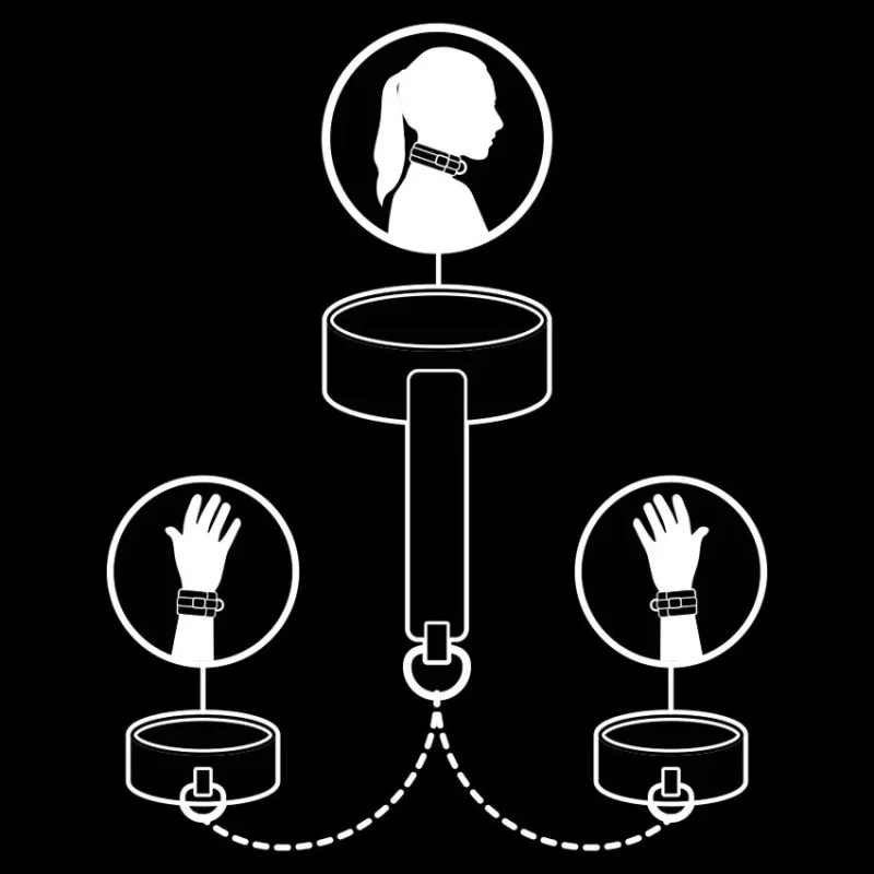 FETISH SUBMISSIVE - Collar Y Esposas Cuero Vegano Con Forro De Nopreno - Imagen 4