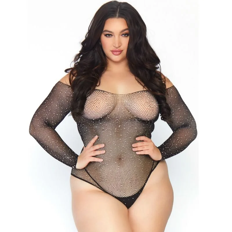 LEG AVENUE - Crystalized Fishnet Bodystocking 1x-2x--