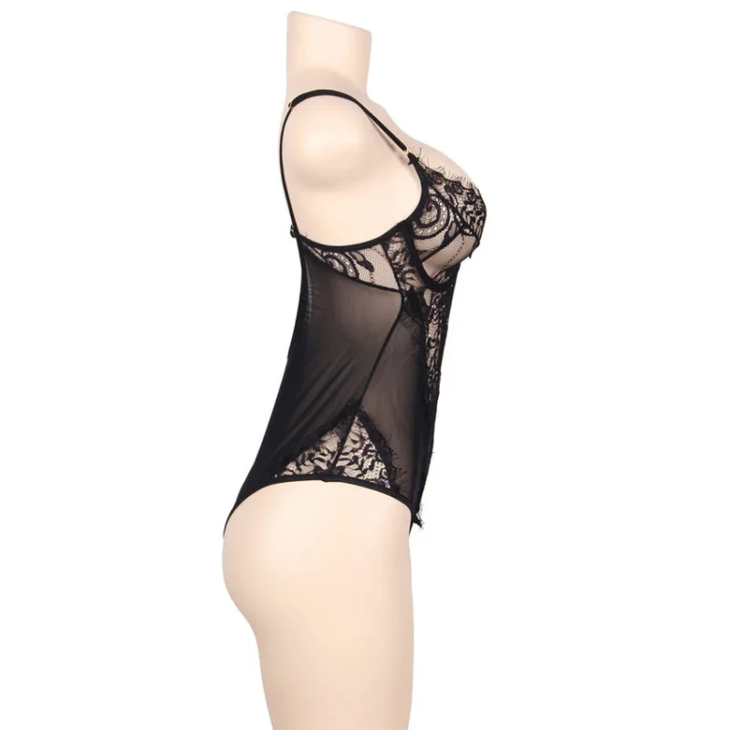SUBBLIME - Teddy Encaje Floral Y Con Flecos Negro Talla Grande - Imagen 3