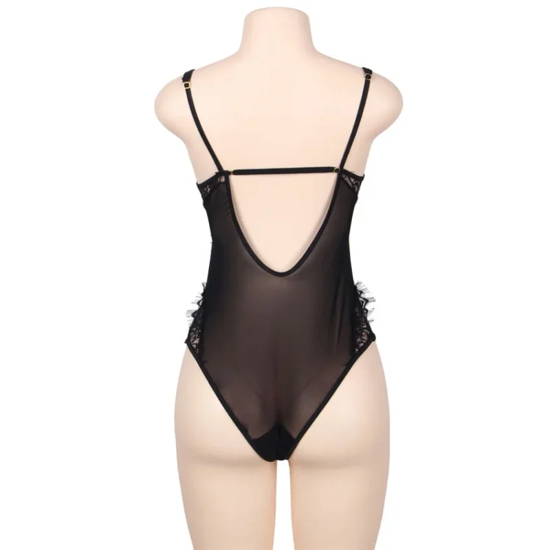SUBBLIME - Teddy Encaje Floral Y Con Flecos Negro Talla Grande - Imagen 4