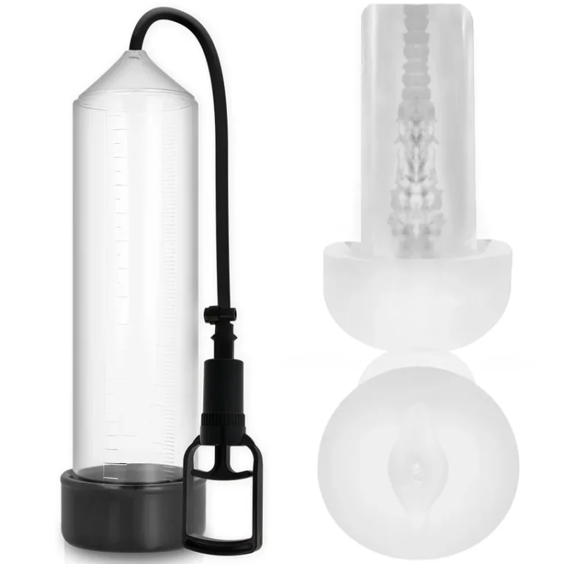 PUMP ADDICTED - Bomba Erección Rx7 Transparente Con Masturbador