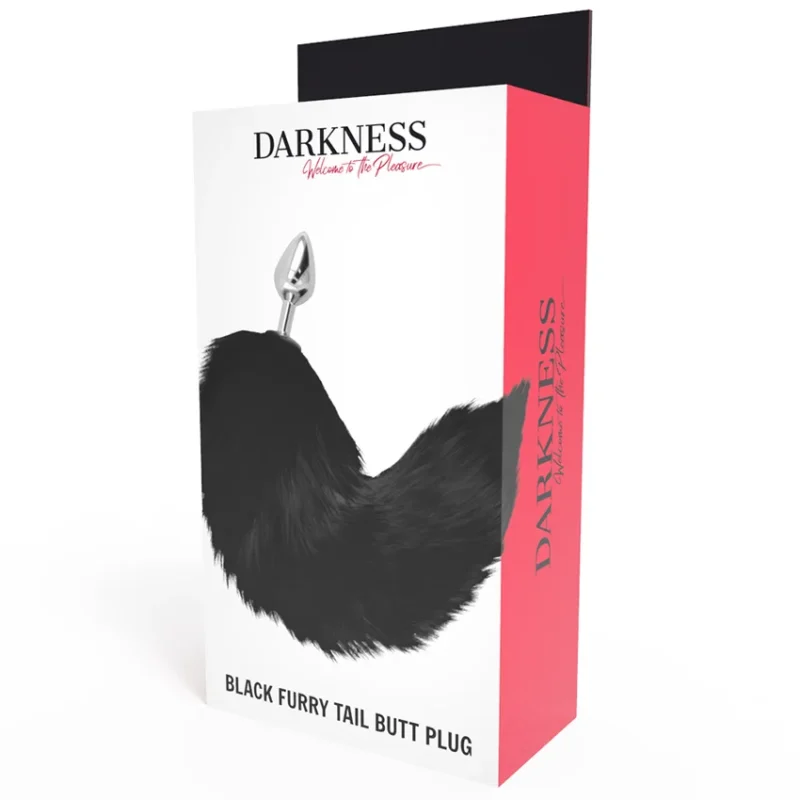 DARKNESS - Plug Anal Silver 8 Cm Con Cola Negro - Imagen 5