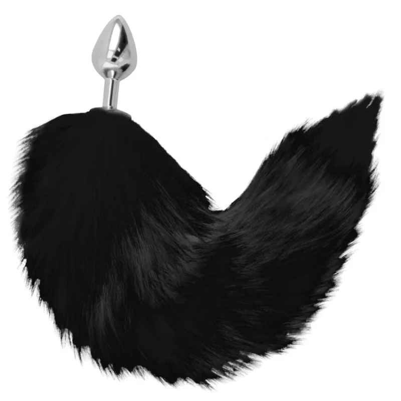 DARKNESS - Plug Anal Silver 8 Cm Con Cola Negro - Imagen 3