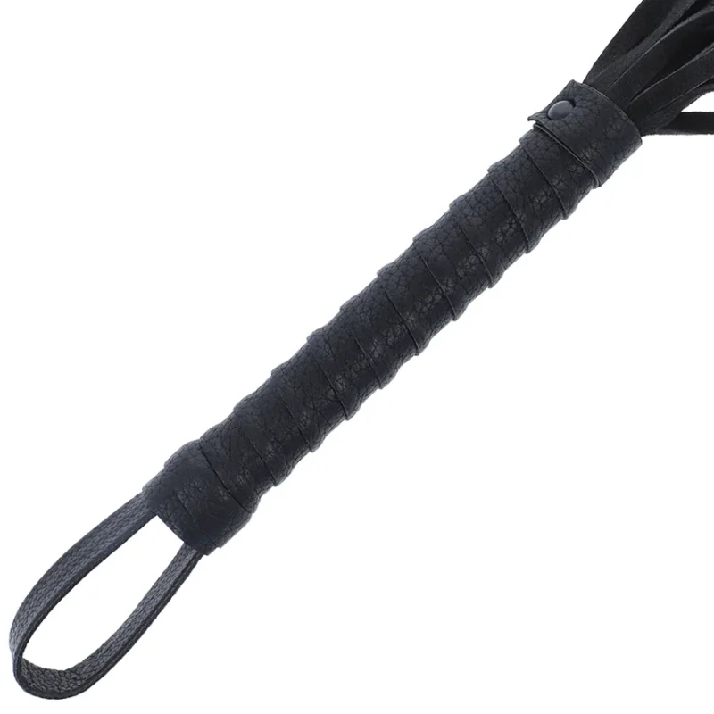 DARKNESS - Látigo Bondage Negro Con Mango De Piel - Imagen 3