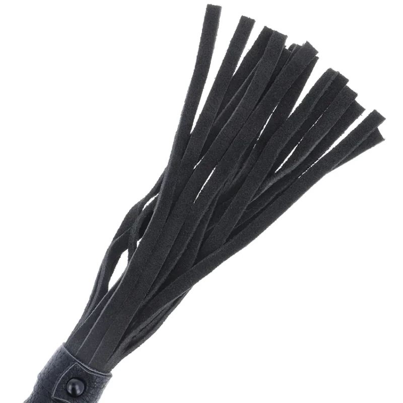 DARKNESS - Látigo Bondage Negro Con Mango De Piel - Imagen 4