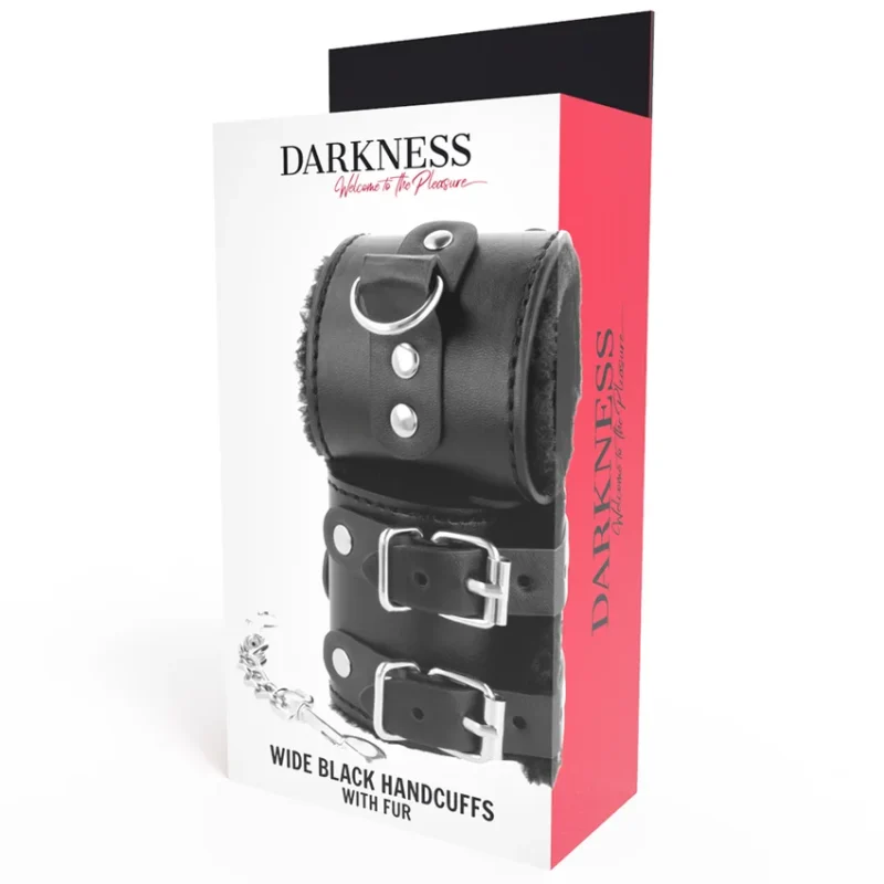 DARKNESS - Esposas Cuero Con Forro Ajustables Negro - Imagen 7