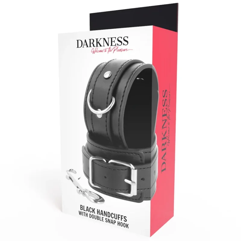 DARKNESS - Esposas Ajustables Negro Con Doble Cinta Refuerzo - Imagen 7