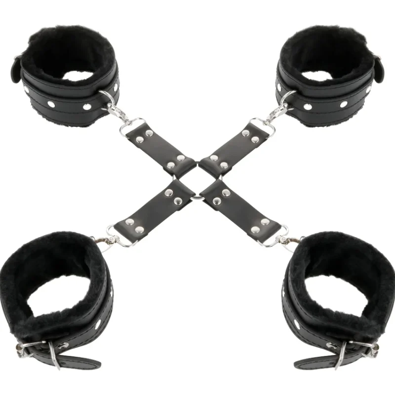 DARKNESS - Esposas De Cuero Para Pies Y Manos Negro - Imagen 3