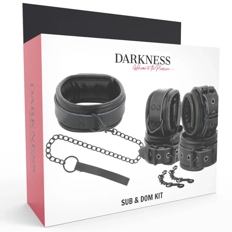 DARKNESS - Esposas Y Collar De Cuero Negro - Imagen 11