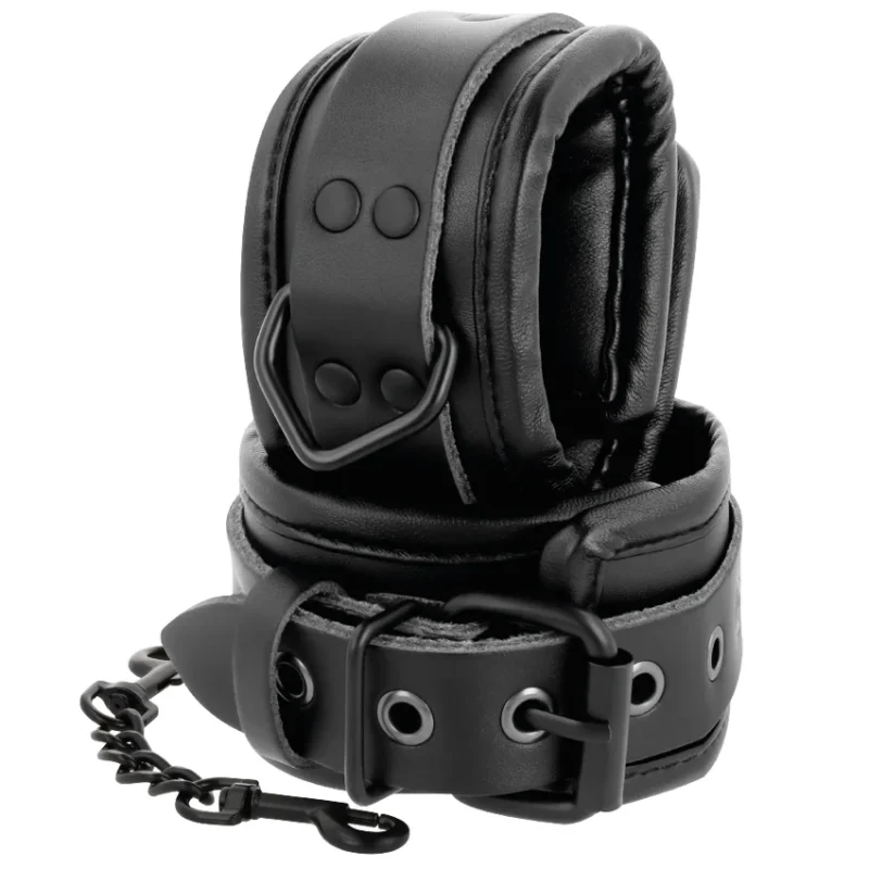 DARKNESS - Esposas Y Collar De Cuero Negro - Imagen 4