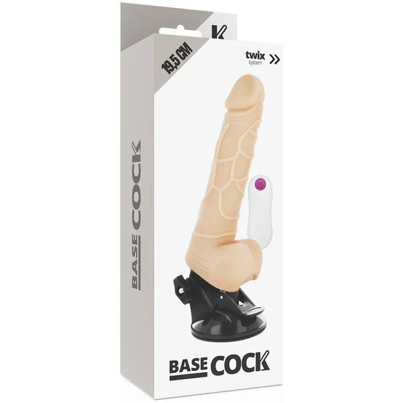 BASECOCK - Vibrador Realistico Control Remoto Natural Con Testiculos 19.5 Cm -O- 4 Cm- - Imagen 5