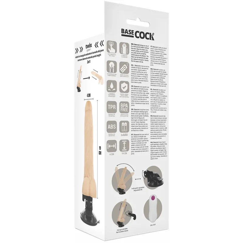 BASECOCK - Vibrador Realistico Control Remoto Natural 19 Cm -O- 4 Cm- - Imagen 6