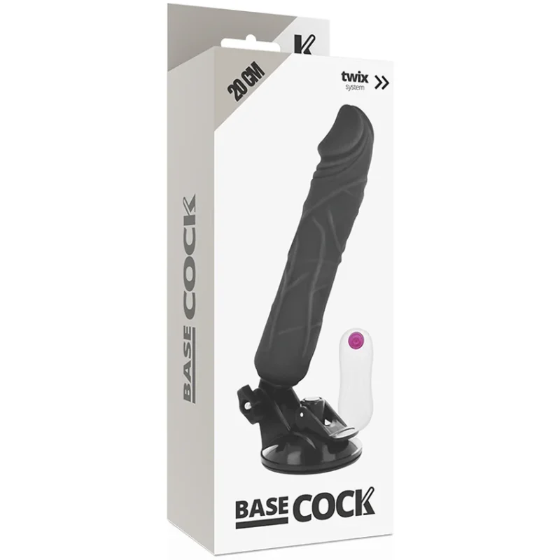 BASECOCK - Vibrador Realistico Control Remoto Negro 20 Cm -O- 4 Cm- - Imagen 5