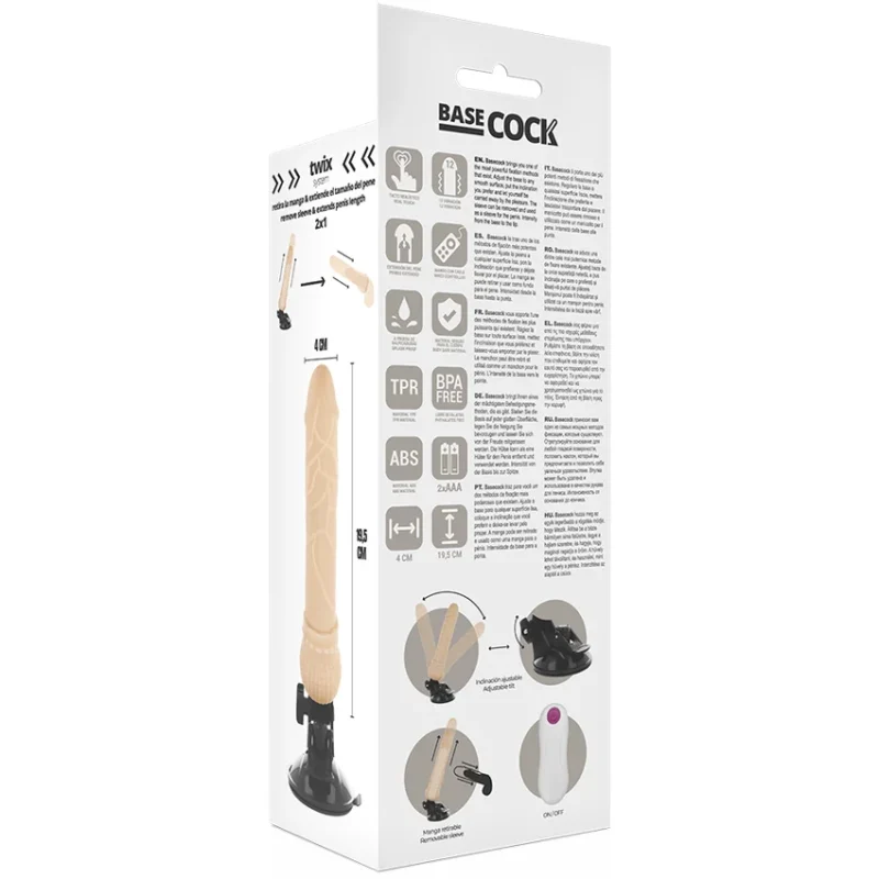BASECOCK - Vibrador Realistico Control Remoto Natural 19.5 Cm -O- 4 Cm- - Imagen 6
