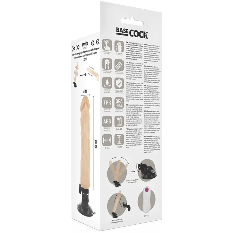 BASECOCK - Vibrador Realistico Control Remoto Natural 21 Cm -O- 4 Cm- - Imagen 6