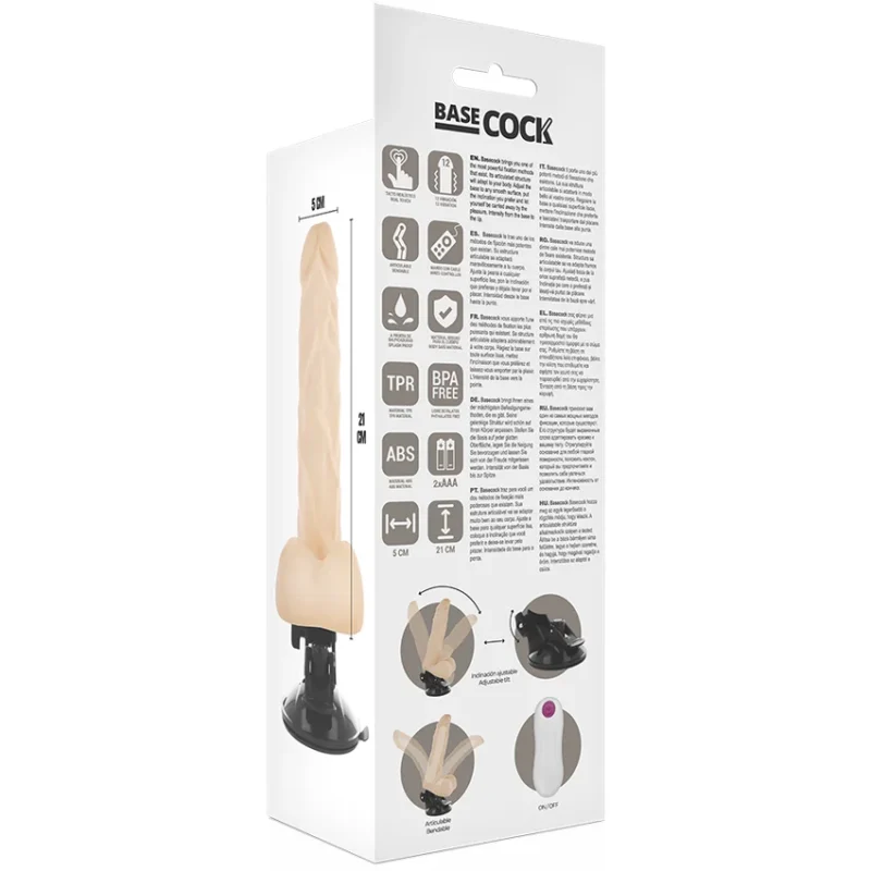 BASECOCK - Vibrador Articulable Control Remoto Natural 21 Cm -O- 5 Cm- - Imagen 6