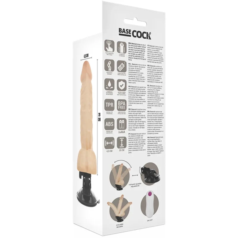 BASECOCK - Vibrador Articulable Control Remoto Natural 20 Cm -O- 4.5 Cm- - Imagen 6