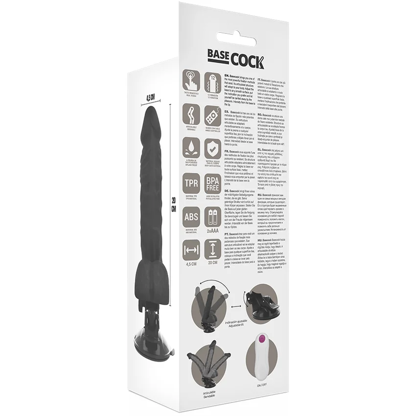 BASECOCK - Vibrador Articulable Control Remoto Negro 20 Cm -O- 4.5 Cm- - Imagen 7