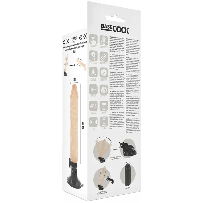 BASECOCK - Vibrador Realistico Control Remoto Natural 20 Cm -O- 4 Cm- - Imagen 6