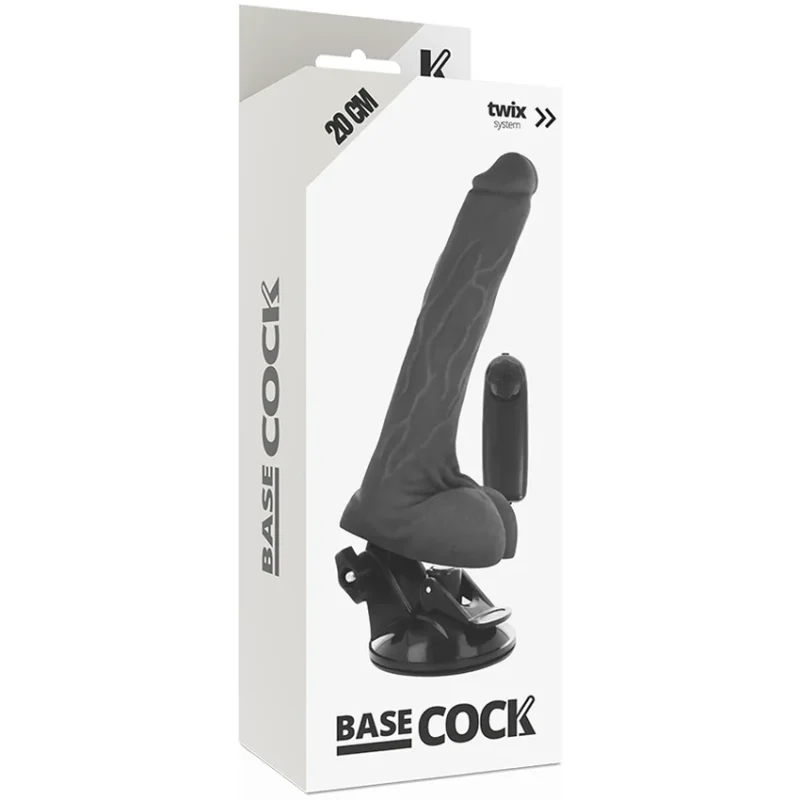 BASECOCK - Vibrador Realistico Control Remoto Negro Con Testiculos 20 Cm -O- 4 Cm- - Imagen 5
