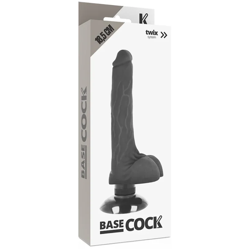 BASECOCK - Vibrador Realistico 2-1 Negro 18.5 Cm -O- 4 Cm - Imagen 6