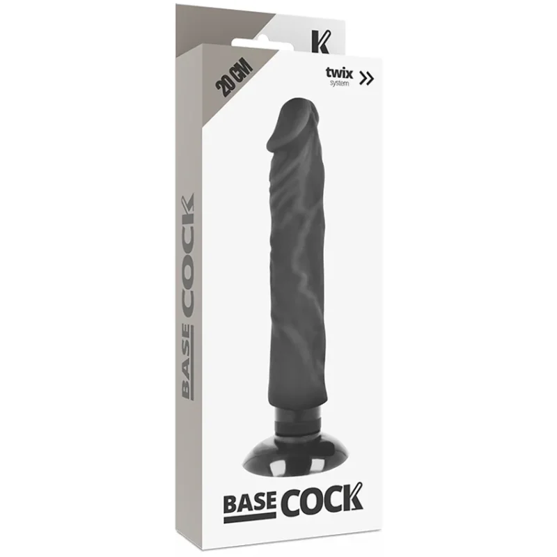 BASECOCK - Vibrador Realistico 2-1 Natural Negro 20 Cm -O- 4 Cm - Imagen 6