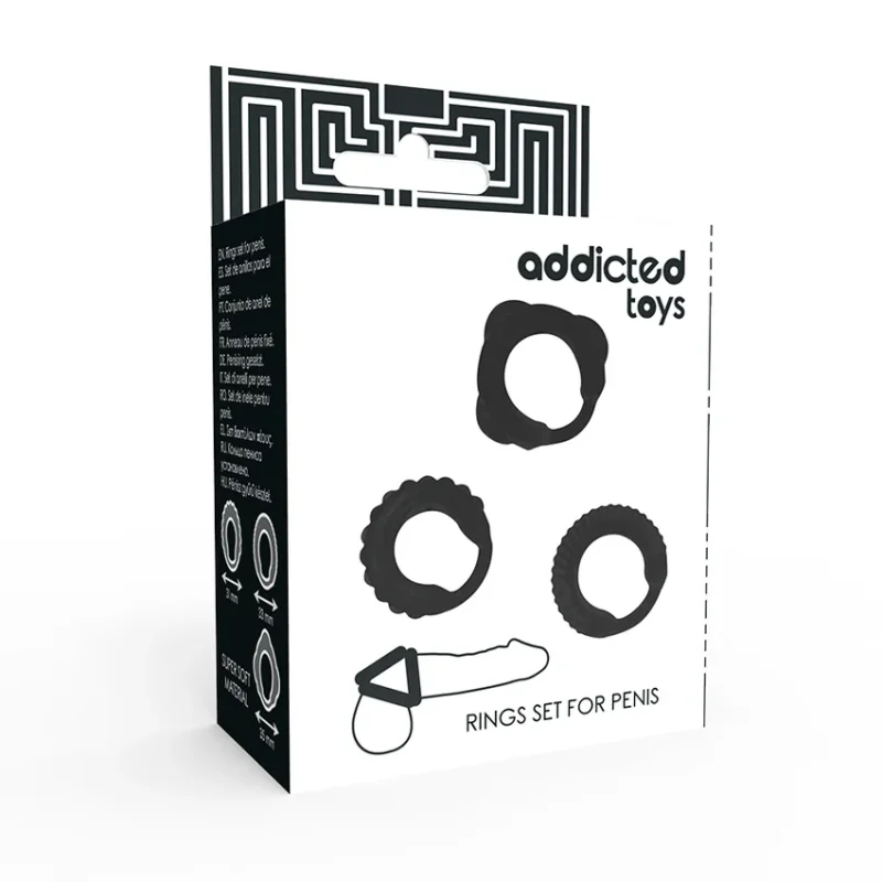 ADDICTED TOYS - Set 3 Anillos Pene Negro - Imagen 5