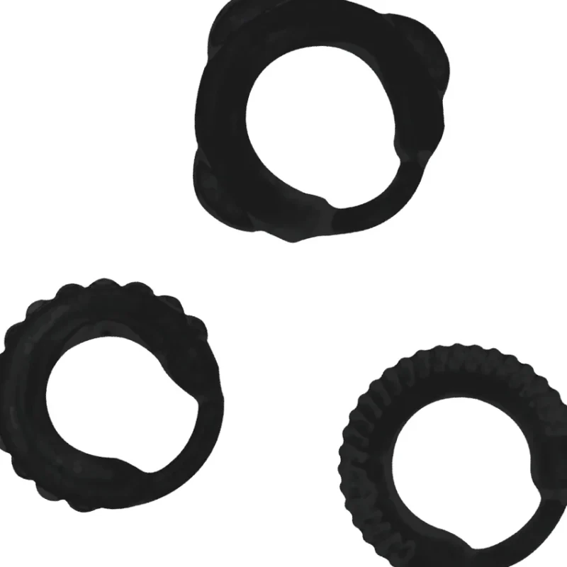 ADDICTED TOYS - Set 3 Anillos Pene Negro - Imagen 4