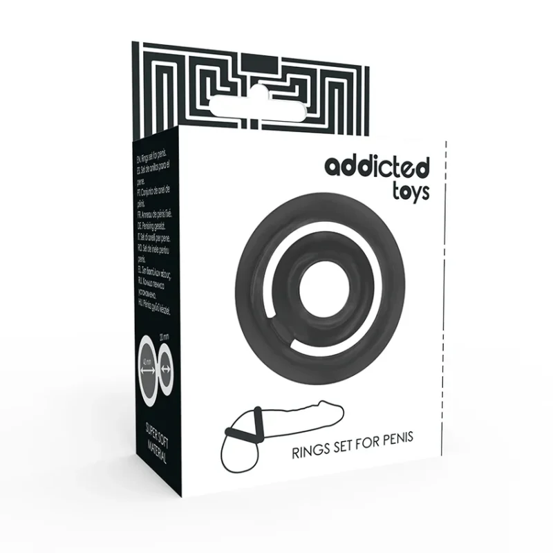 ADDICTED TOYS - Potenz Set Anillos Pene Negro - Imagen 5